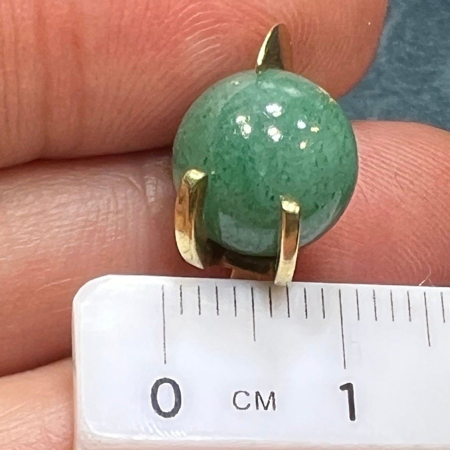 14k Yellow Gold Ring w Interchangeable Adventurine Orb Ball. Modernist