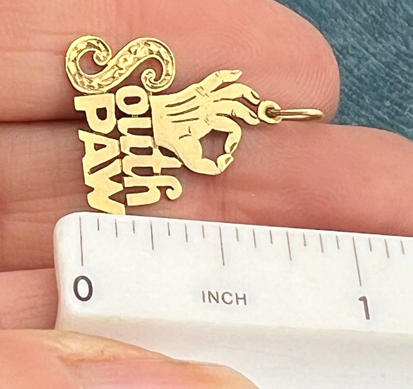 14k Yellow Gold "SOUTH PAW" Pendant. Nickname for Lefties