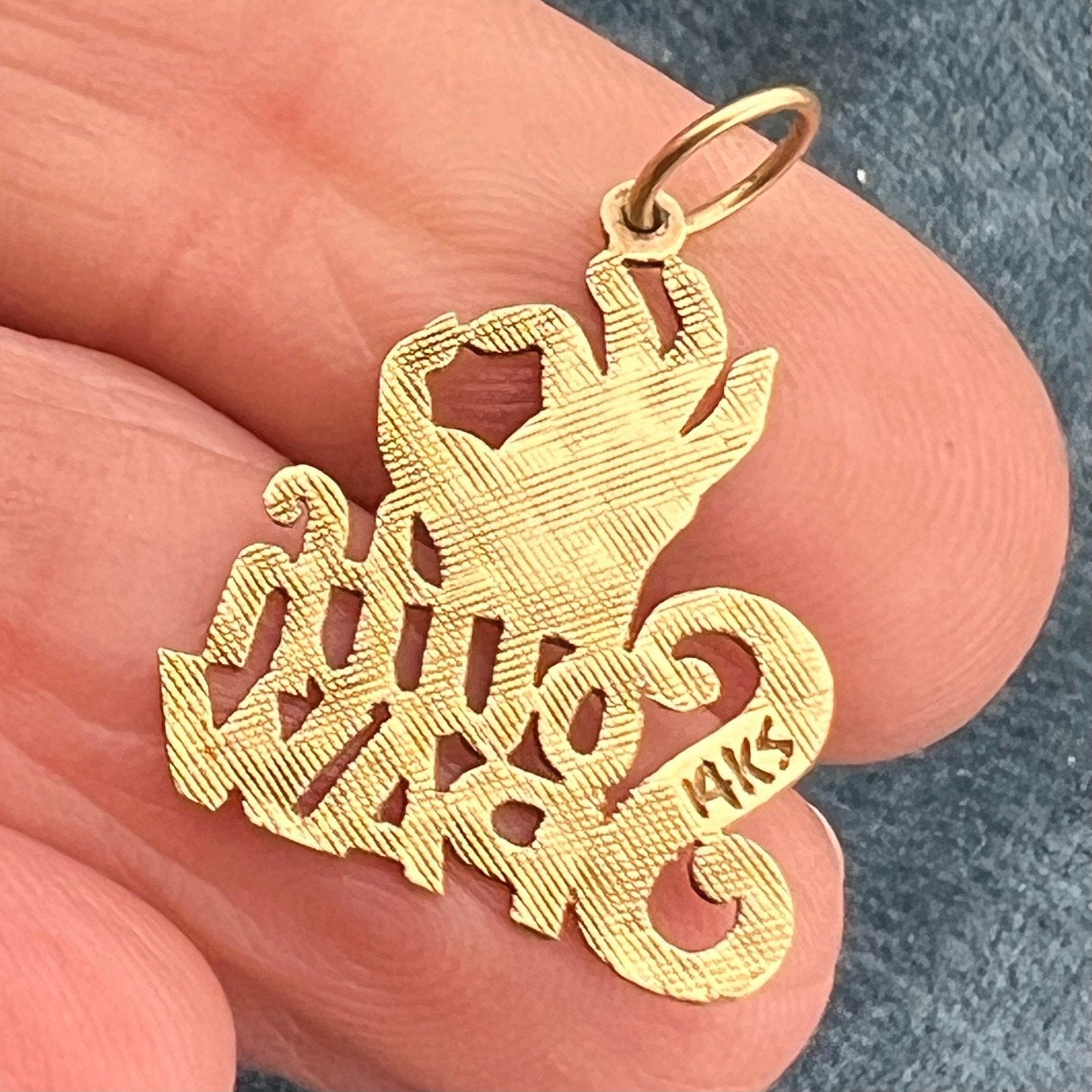 14k Yellow Gold "SOUTH PAW" Pendant. Nickname for Lefties