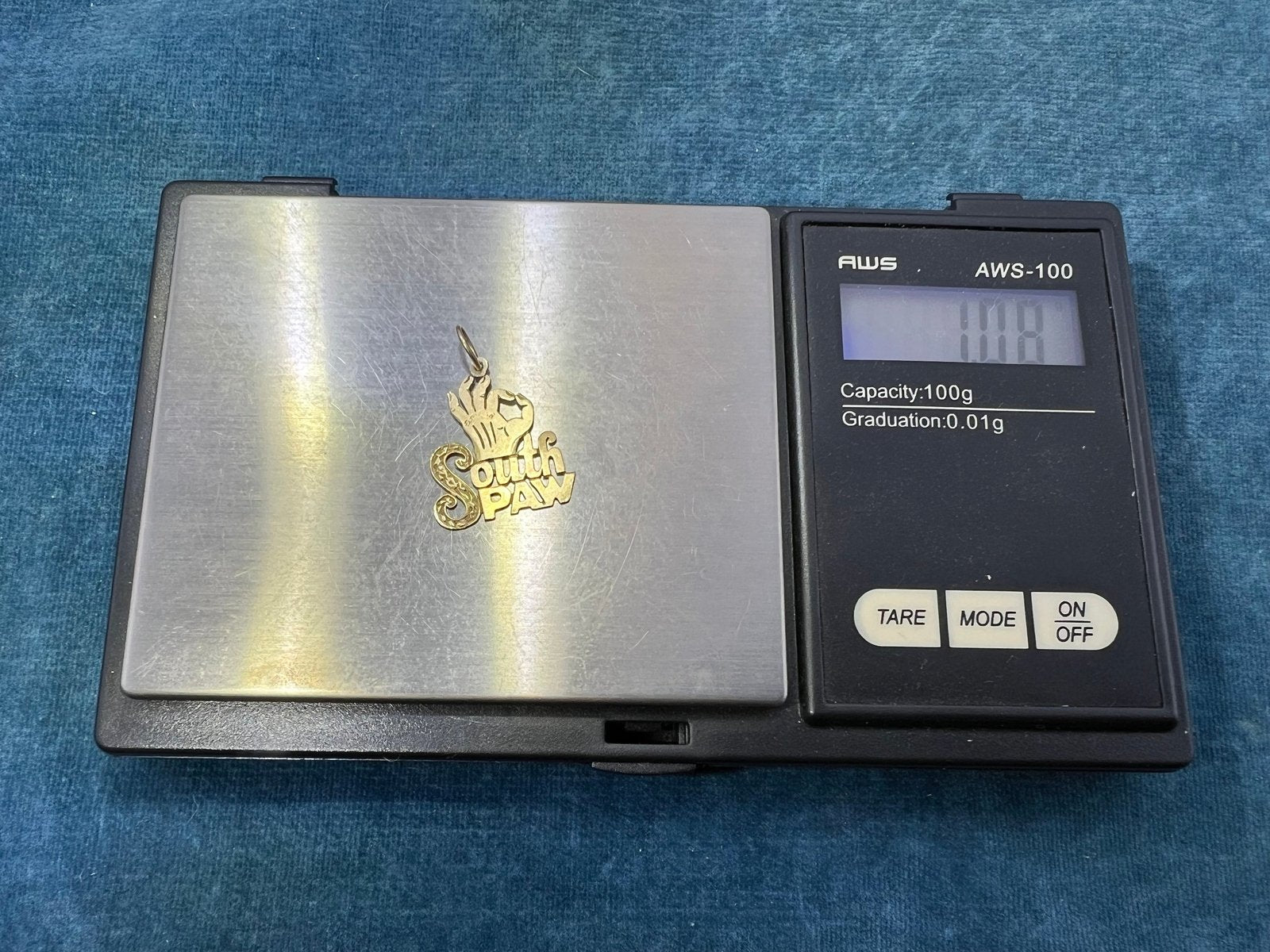 14k Yellow Gold "SOUTH PAW" Pendant. Nickname for Lefties