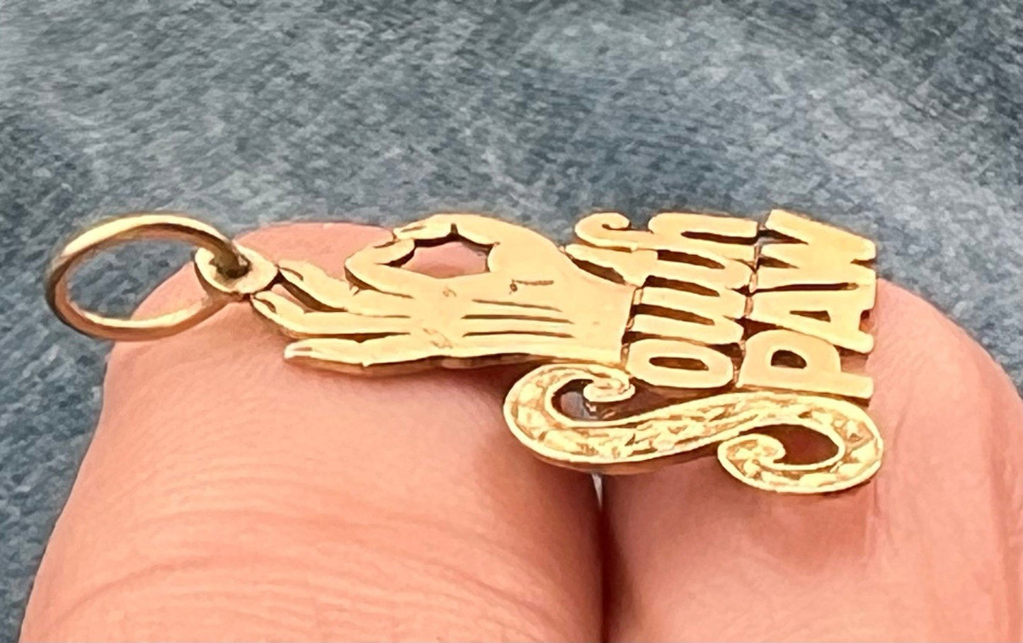 14k Yellow Gold "SOUTH PAW" Pendant. Nickname for Lefties