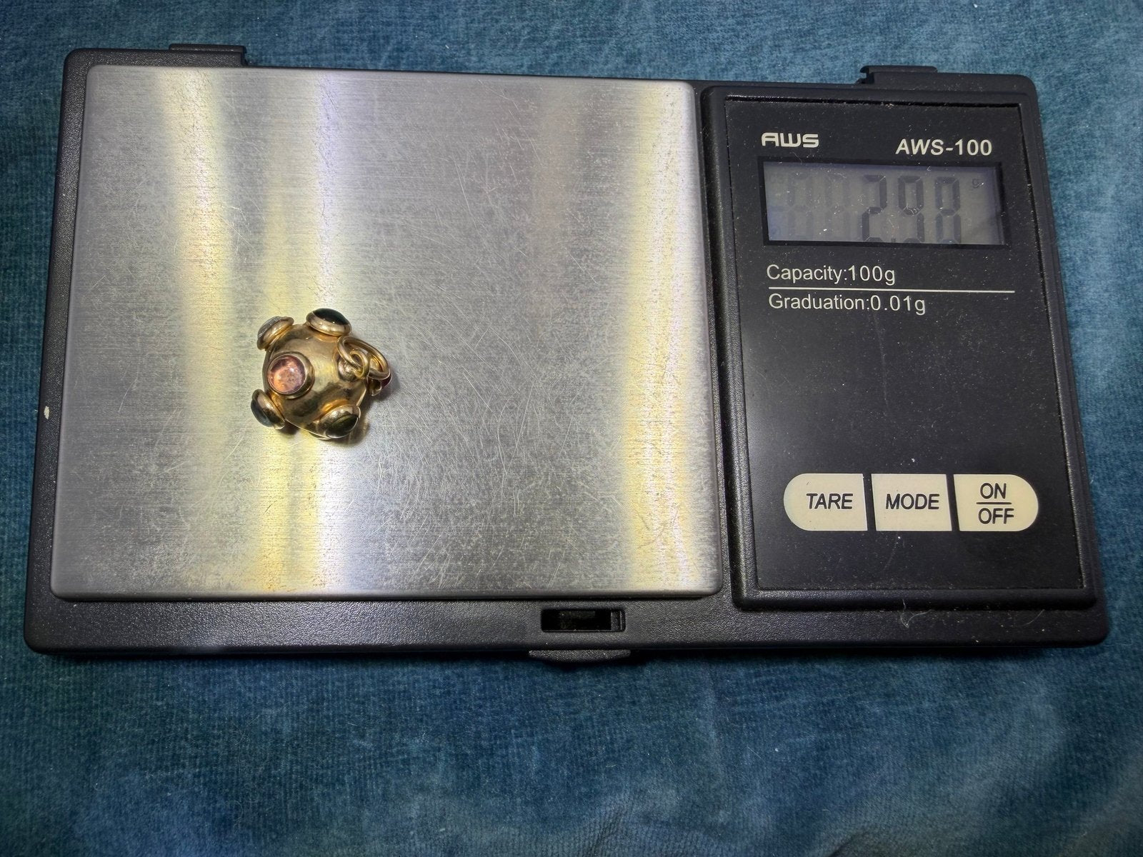 14k Yellow Gold SPUTNIK Ball Multi-Gem Cabochon Pendant *Video*