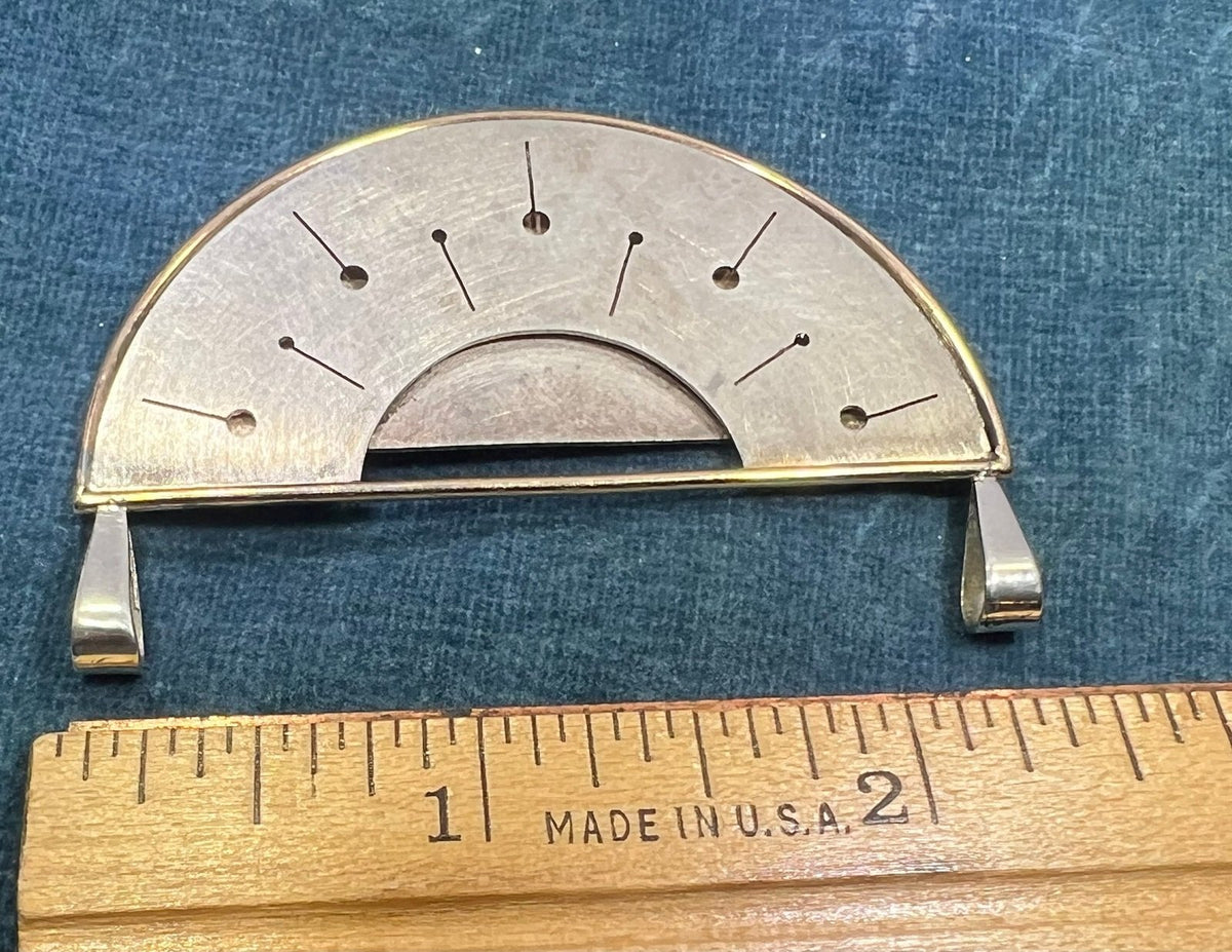 14k Yellow Gold + Silver Mid-Century Modern Semi-Circle Pendant. 2.2" + 13g