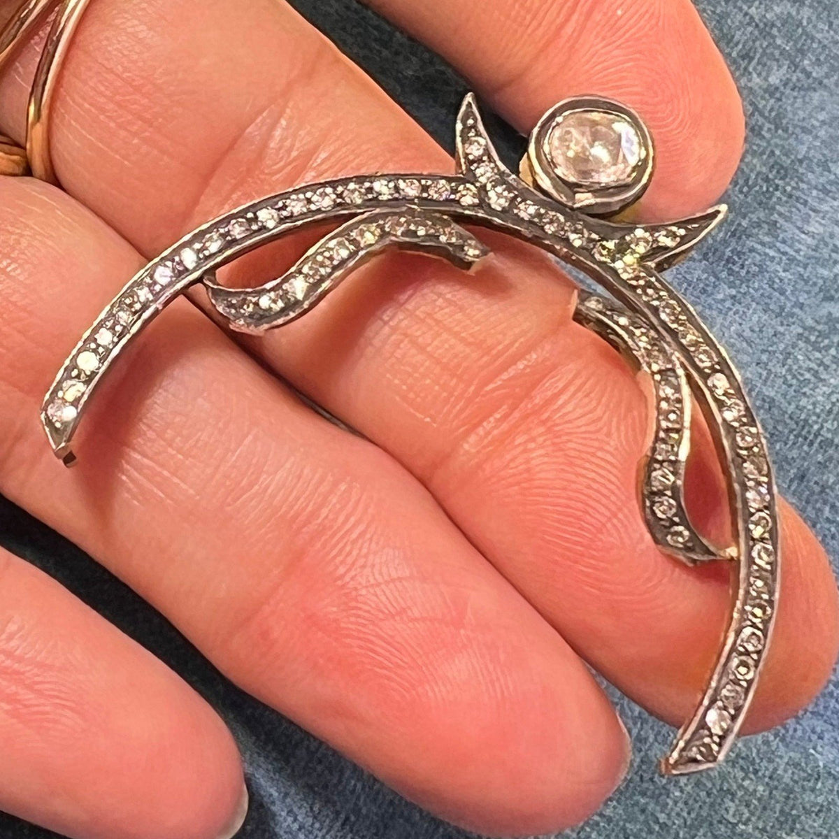 14k Yellow Gold + Silver w Natural Hand-Cut Diamonds SCRAP - D