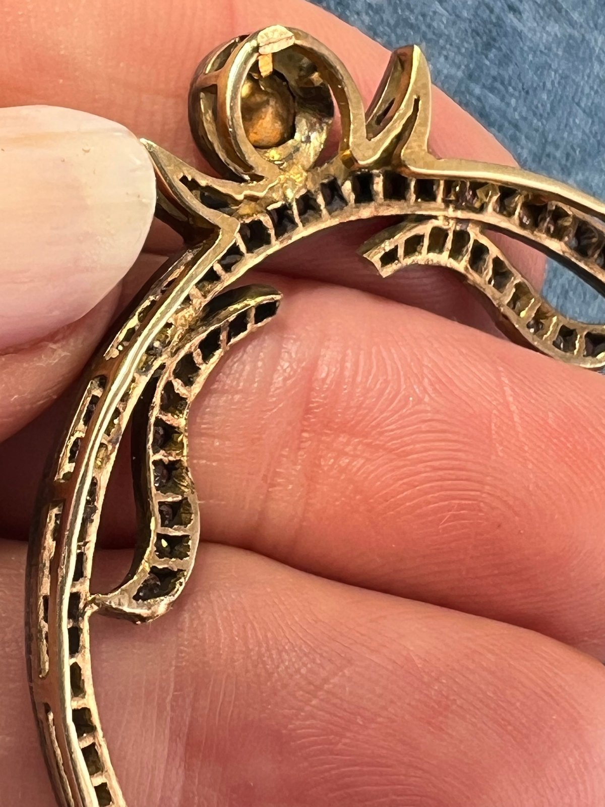 14k Yellow Gold + Silver w Natural Hand-Cut Diamonds SCRAP - D
