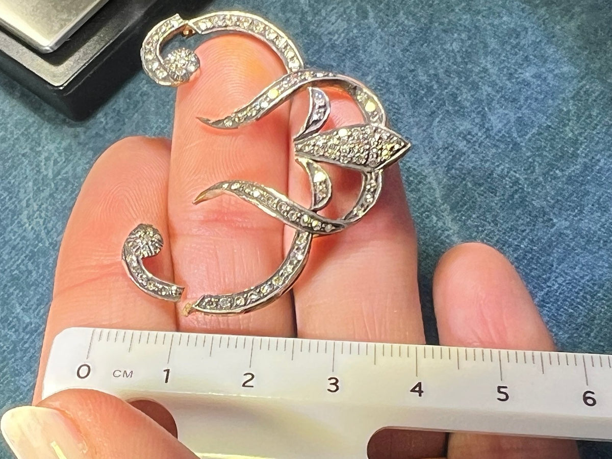 14k Yellow Gold + Silver w Natural Hand-Cut Diamonds SCRAP - E