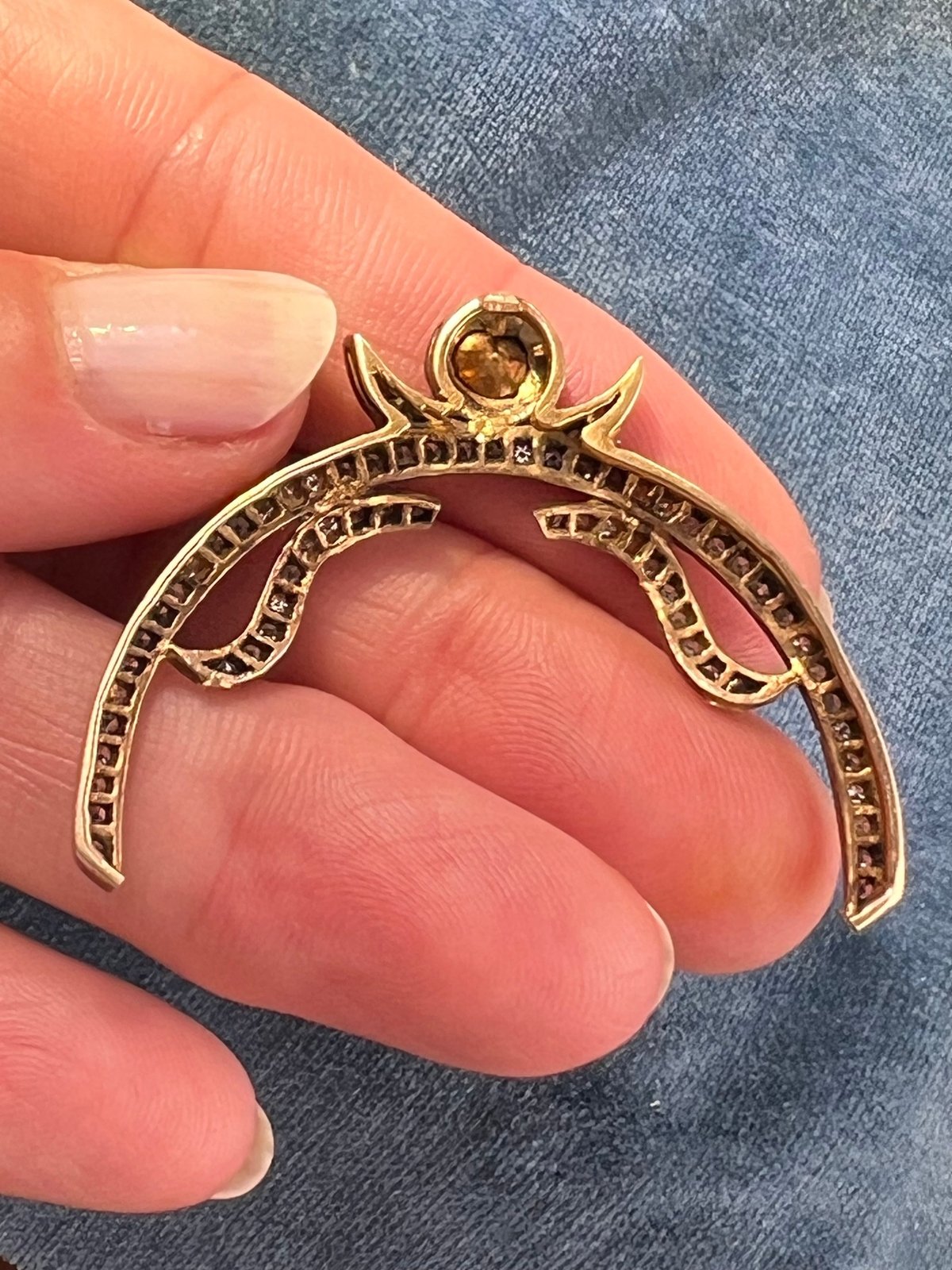 14k Yellow Gold + Silver w Natural Hand-Cut Diamonds SCRAP - D