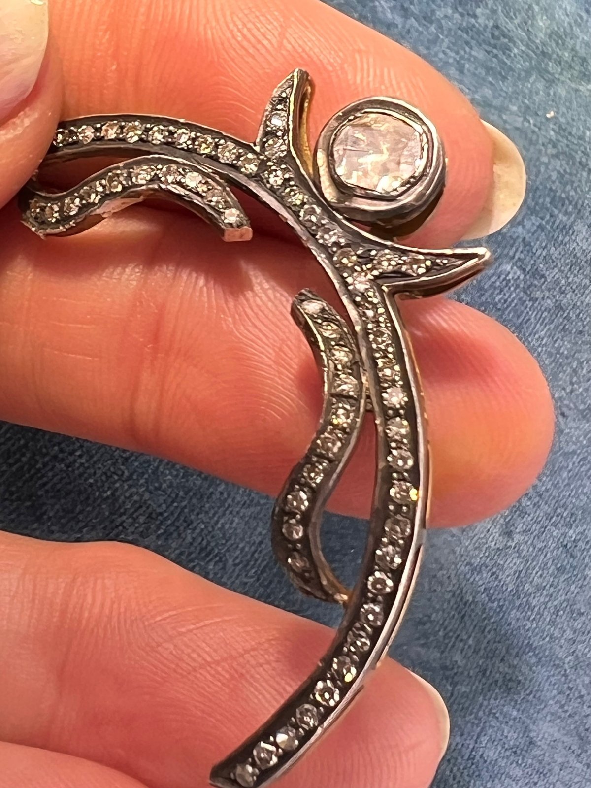14k Yellow Gold + Silver w Natural Hand-Cut Diamonds SCRAP - D