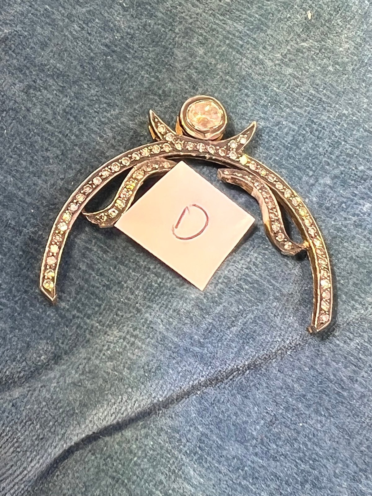 14k Yellow Gold + Silver w Natural Hand-Cut Diamonds SCRAP - D