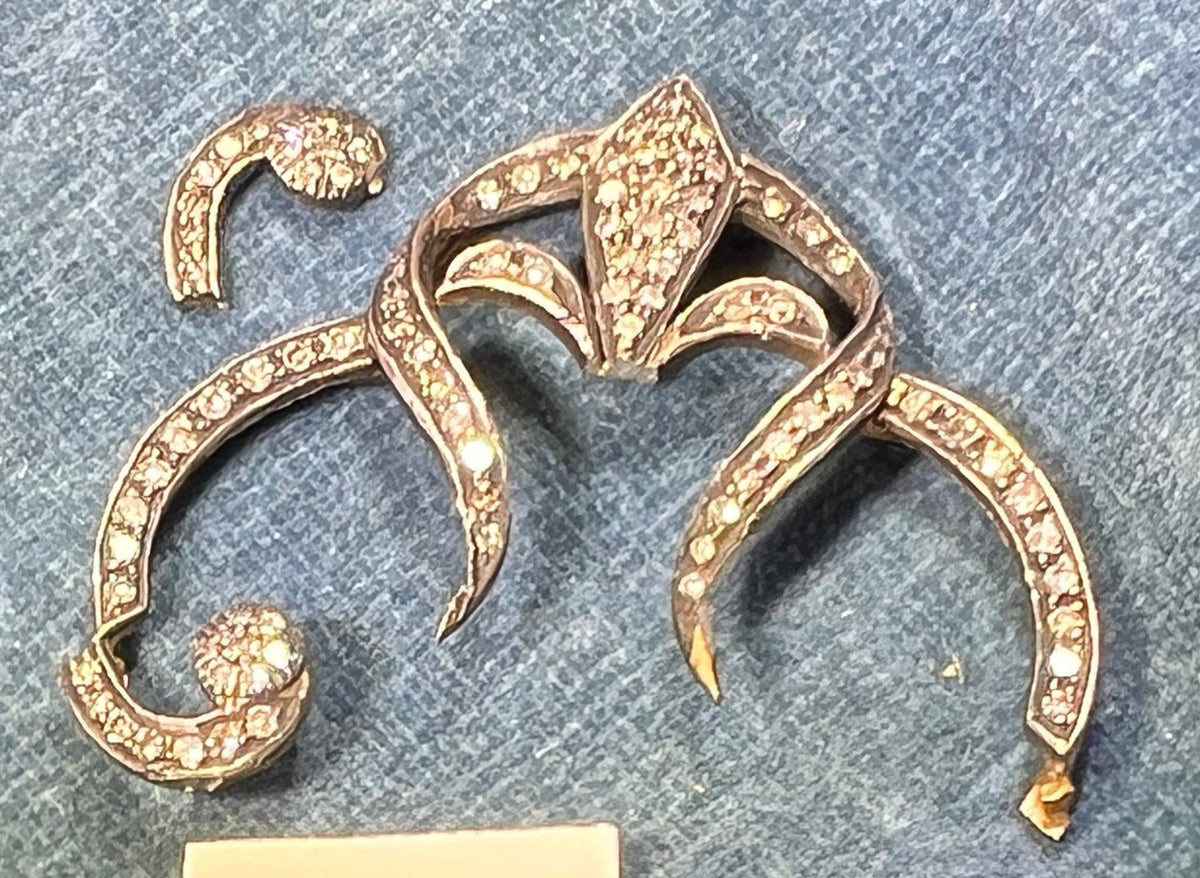 14k Yellow Gold + Silver w Natural Hand-Cut Diamonds SCRAP - E