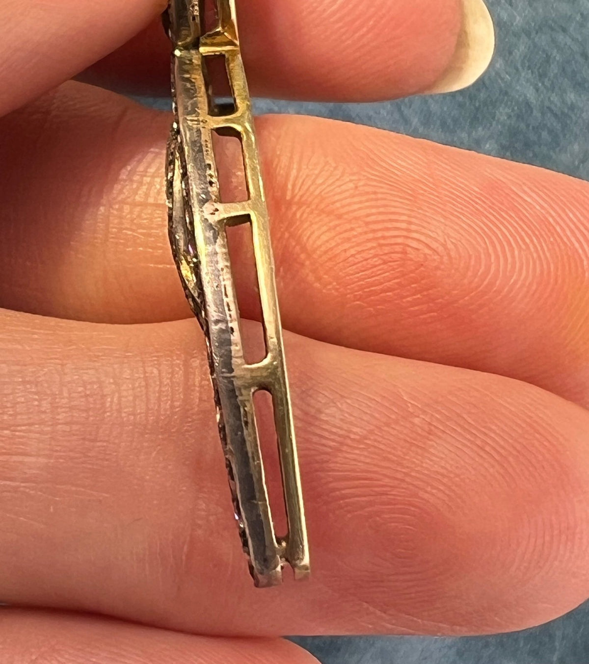14k Yellow Gold + Silver w Natural Hand-Cut Diamonds SCRAP - D