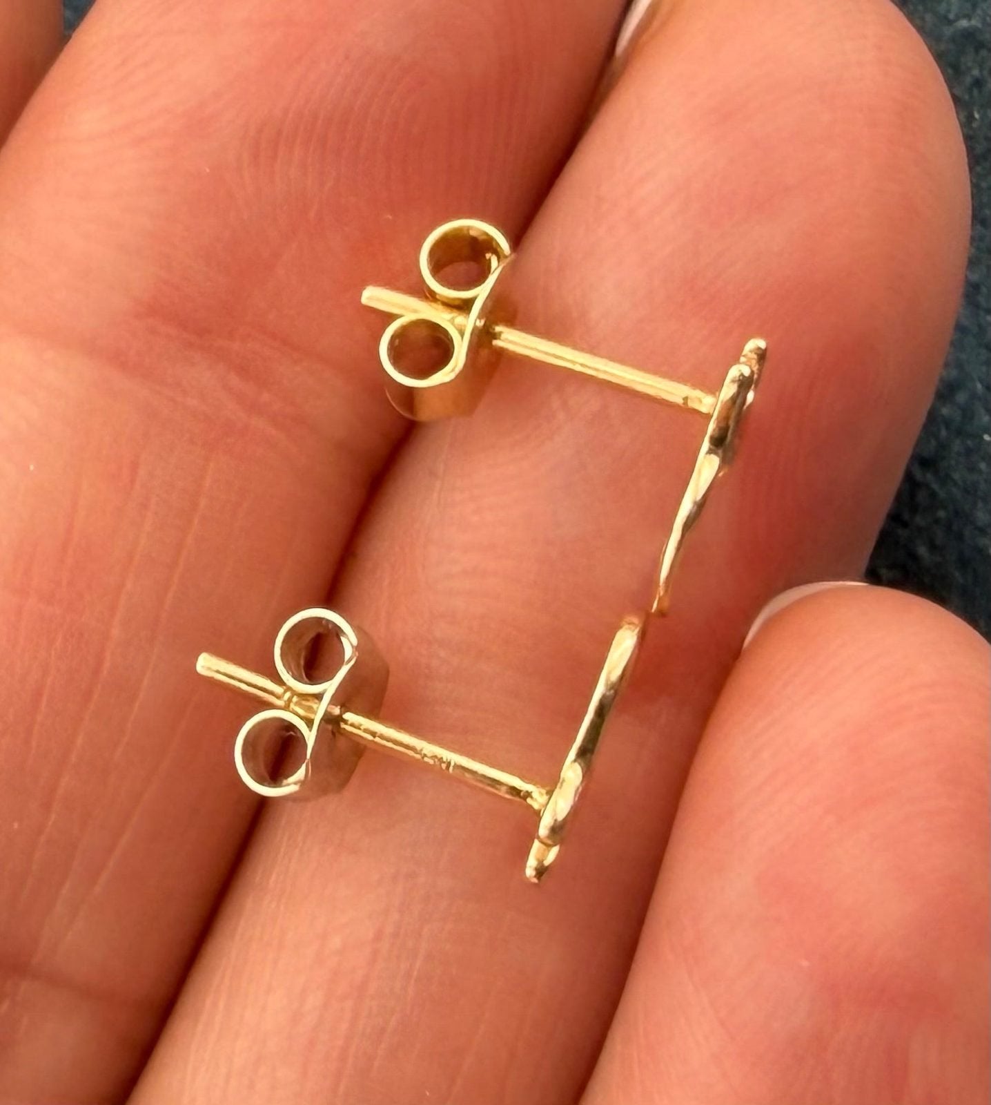 14k Yellow Gold Skinny Kitty Cat Earrings. Tiny!
