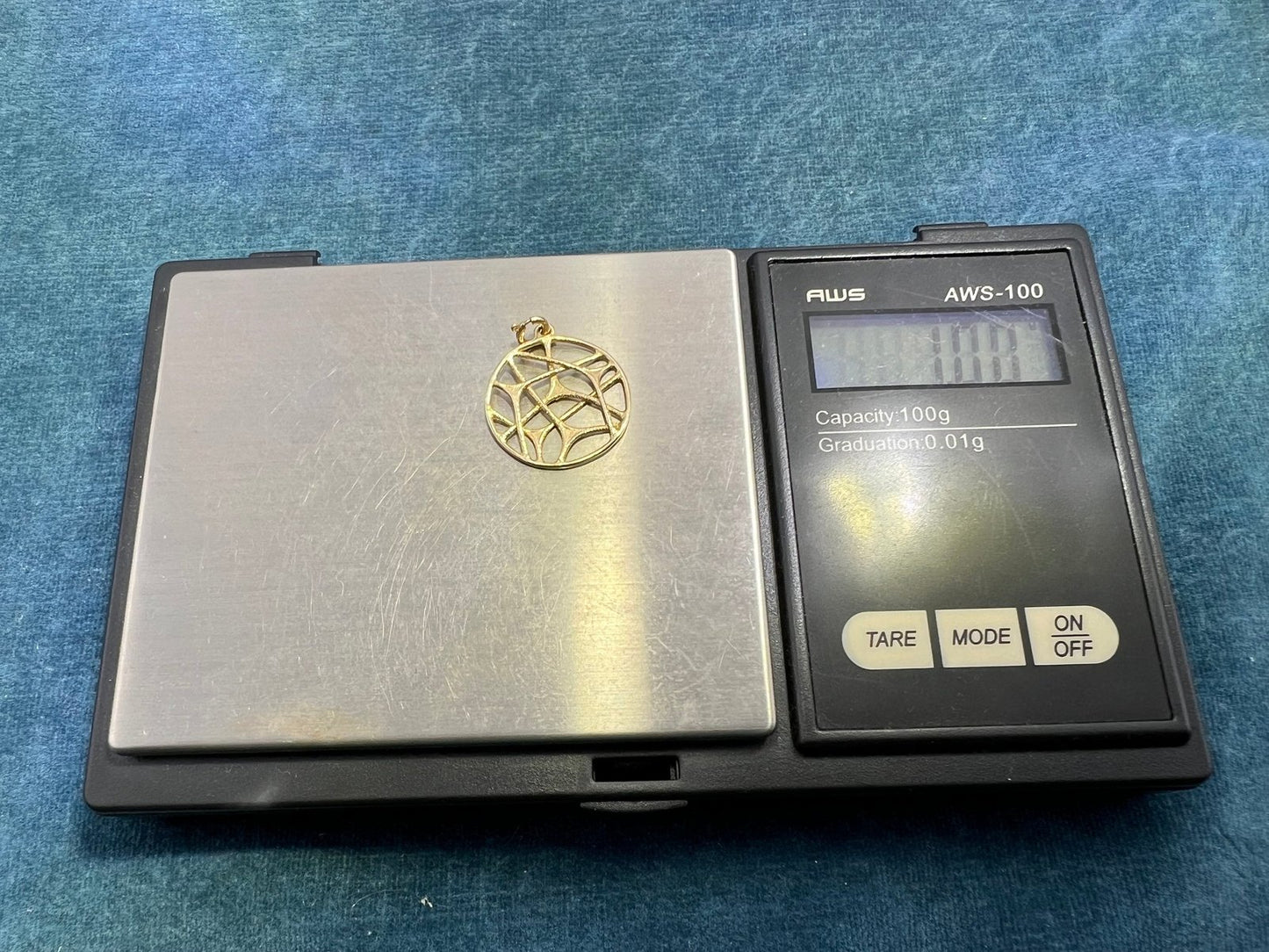 14k Yellow Gold Spiderweb Pendant. OOAK 3-D