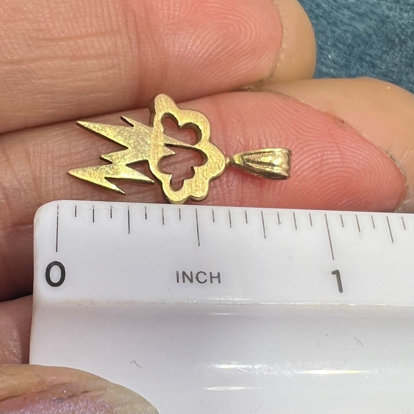 14k Yellow Gold Storm Cloud + Lightning Bolt Pendant. Artisan OOAK