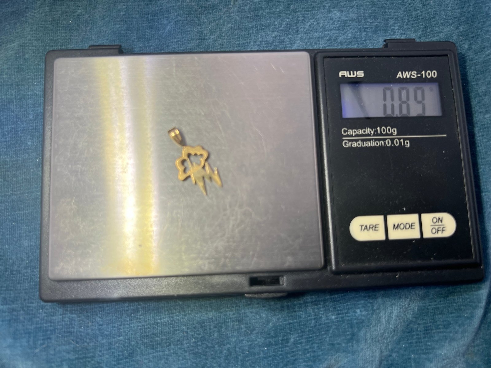 14k Yellow Gold Storm Cloud + Lightning Bolt Pendant. Artisan OOAK