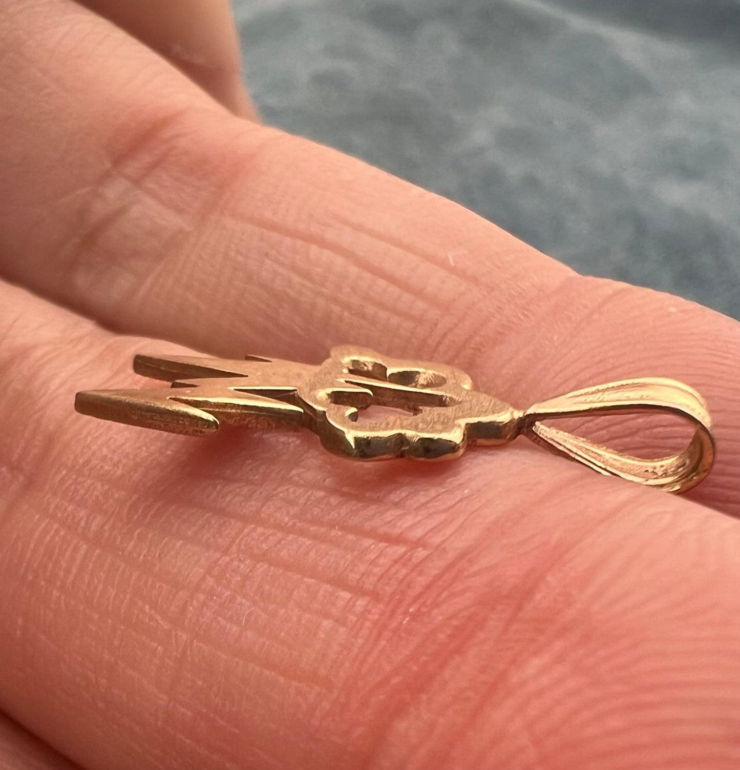 14k Yellow Gold Storm Cloud + Lightning Bolt Pendant. Artisan OOAK