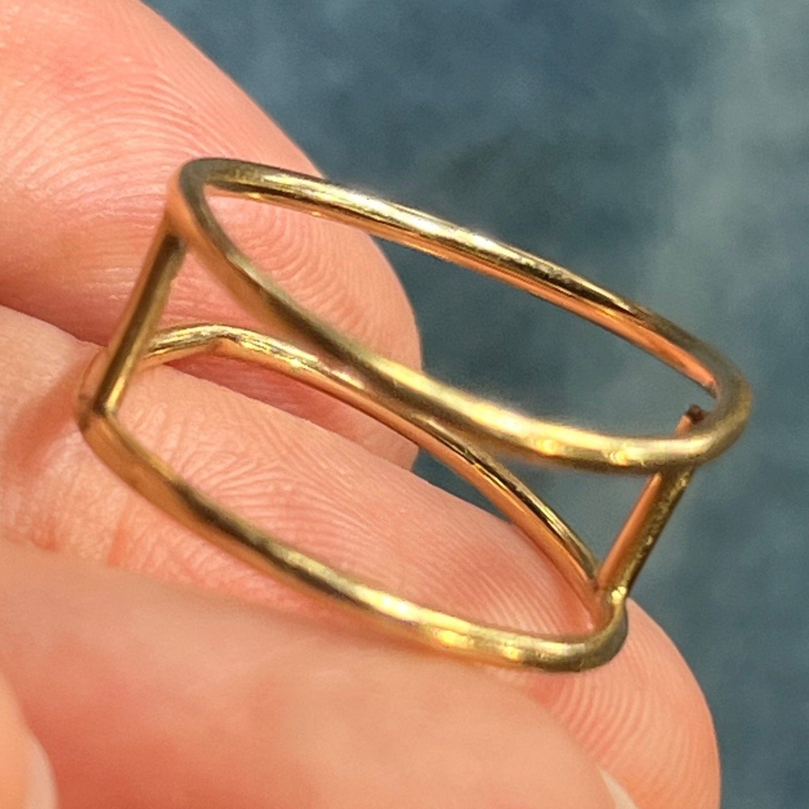 14k Yellow Gold Two Wire Band Ring. Wearable but Imperfect