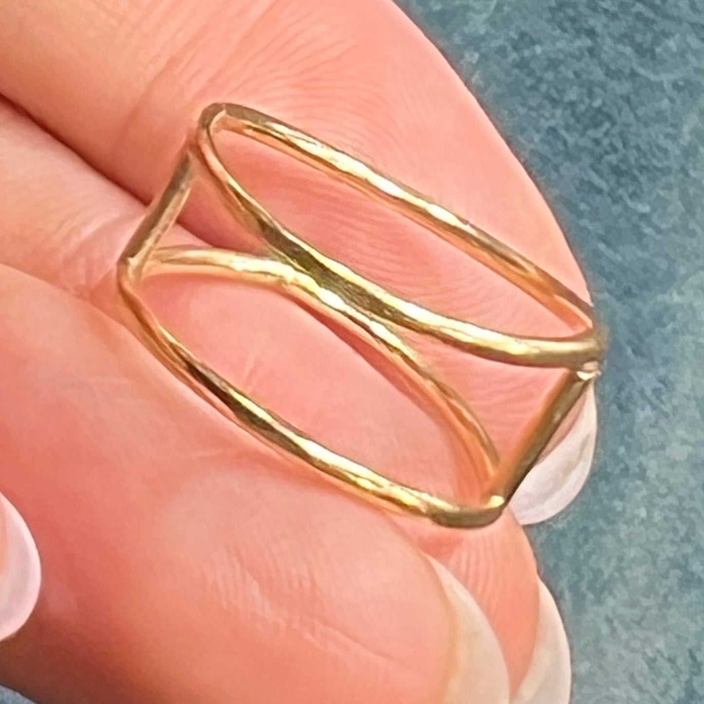 14k Yellow Gold Two Wire Band Ring. Wearable but Imperfect