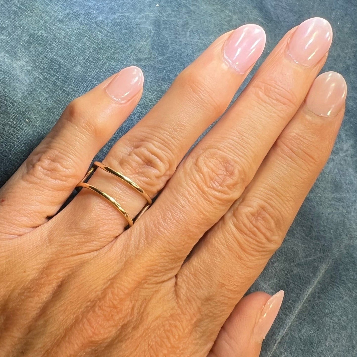 14k Yellow Gold Two Wire Band Ring. Wearable but Imperfect