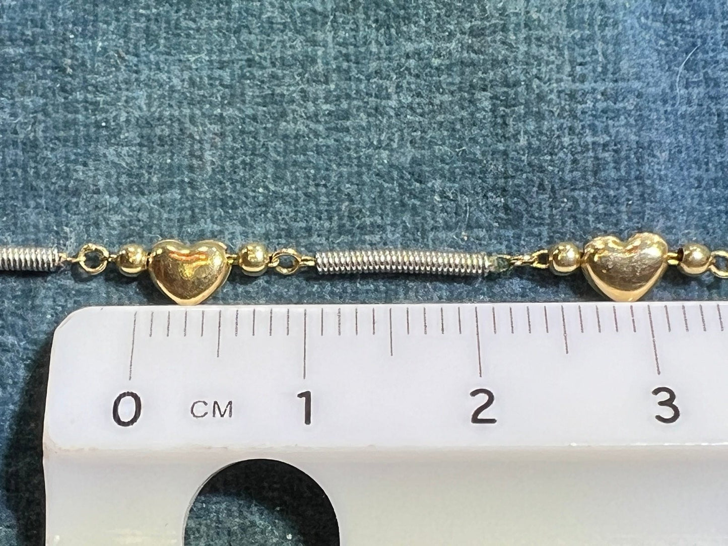 14k Yellow + White Gold Heart Chain Bracelet. Matching Necklace Avail