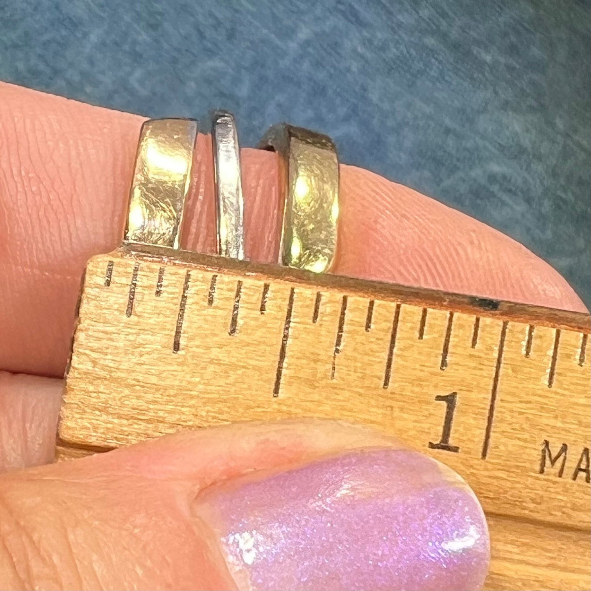 14k Yellow + White Gold Modern Wide Band Ring. Italy Designer