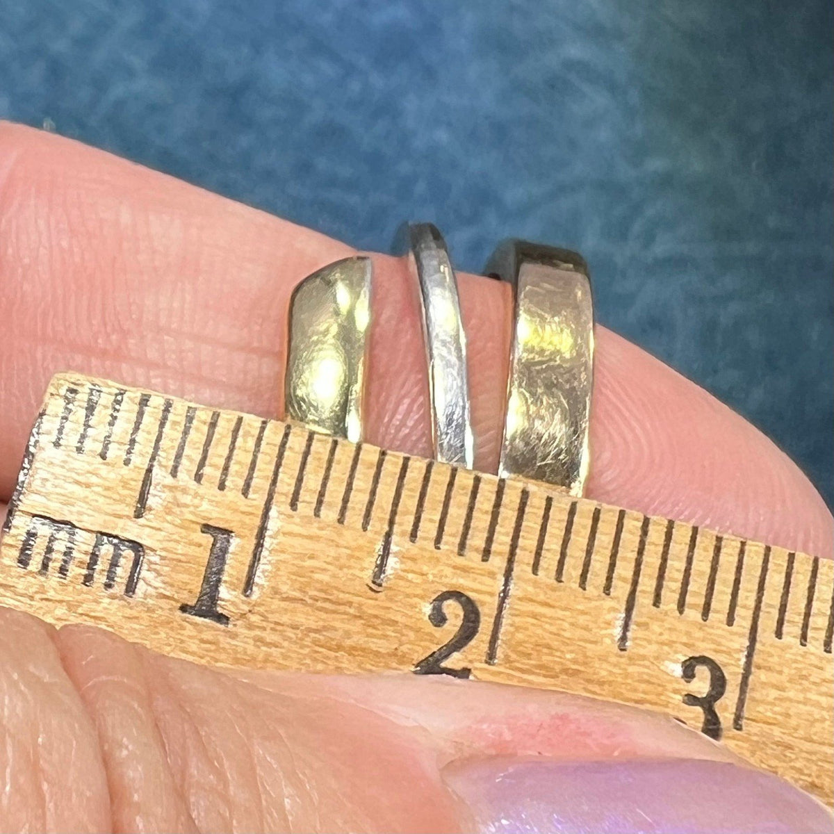 14k Yellow + White Gold Modern Wide Band Ring. Italy Designer