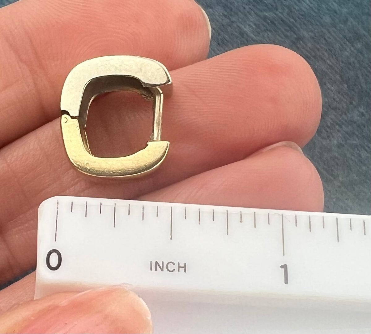 14k Yellow + White Gold Reversible Wide Square Huggies Hoop Earrings. 1/2" + 5.5g