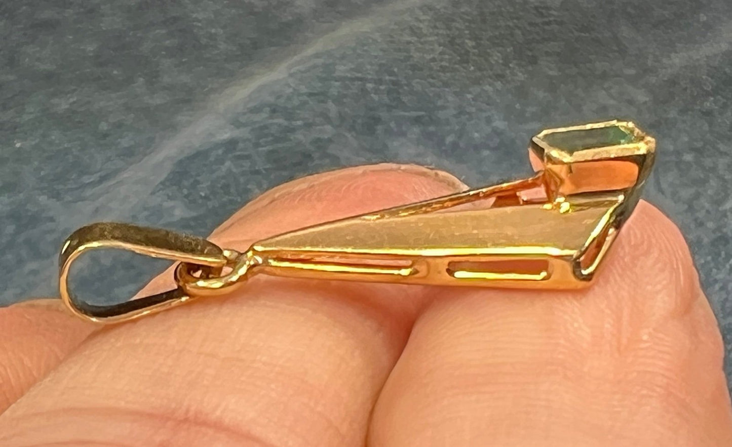 18K Yellow Gold Emerald-Cut COLUMBIAN Emerald Pendant *Video*