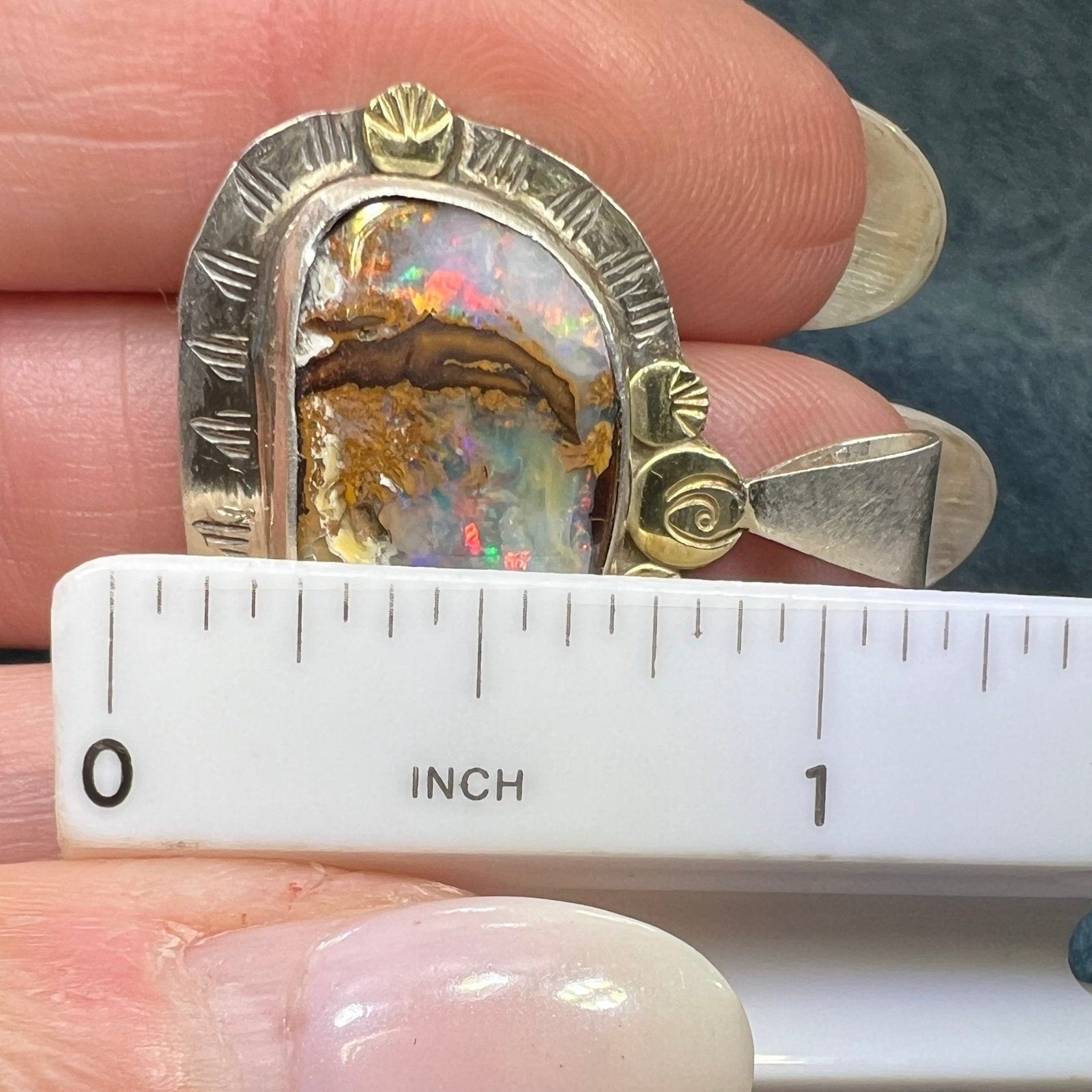 18k Gold + 925 Australian Boulder Opal OOAK Artisan Pendant *Video* S