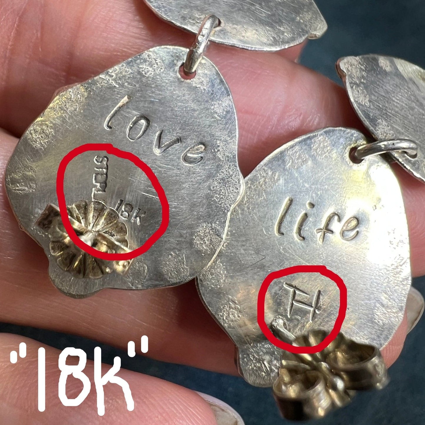 18k Gold + 925 Australian Jelly Opal + Sapphire Earrings. 1.5" *Video*