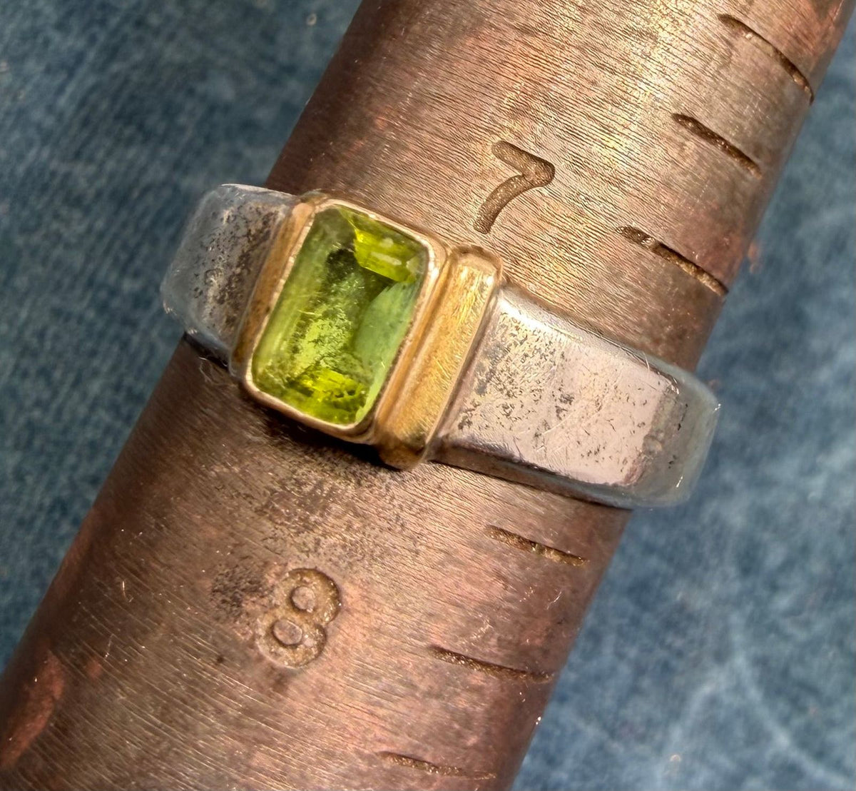 18k Gold & 925 Ring with Emerald Cut Natural Peridot *Video*