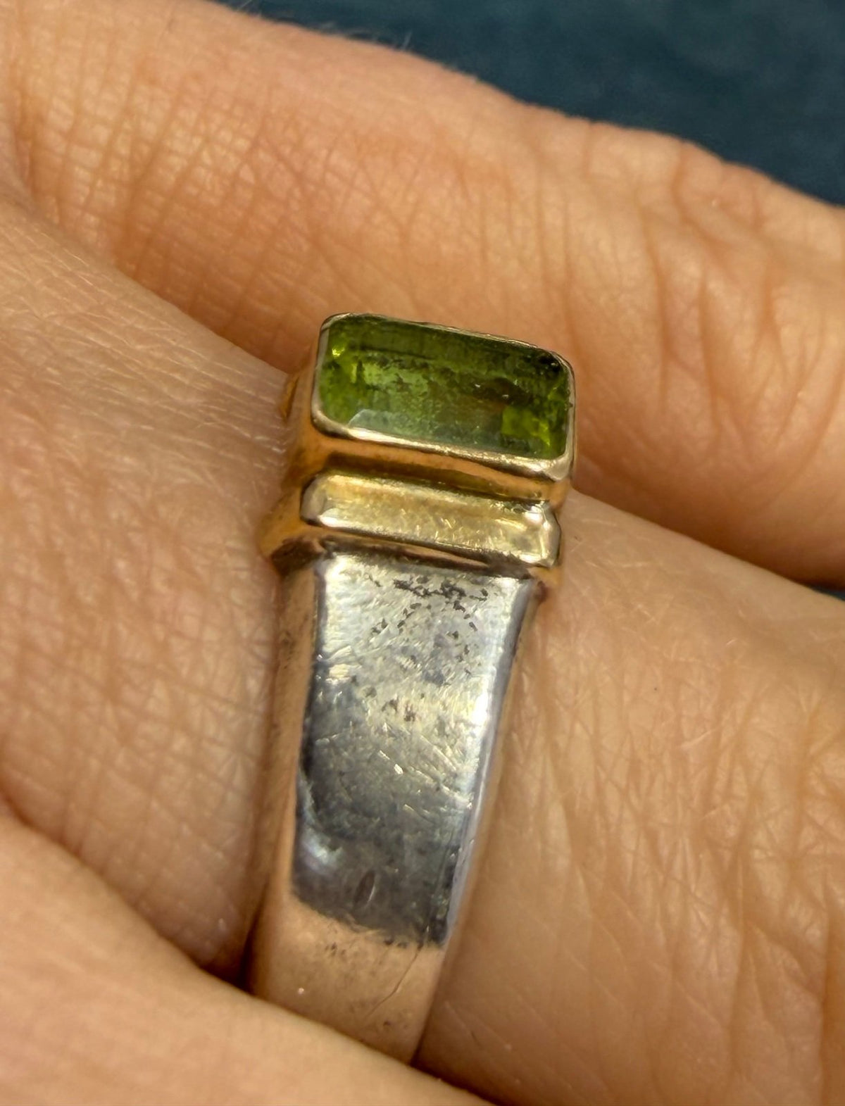 18k Gold & 925 Ring with Emerald Cut Natural Peridot *Video*