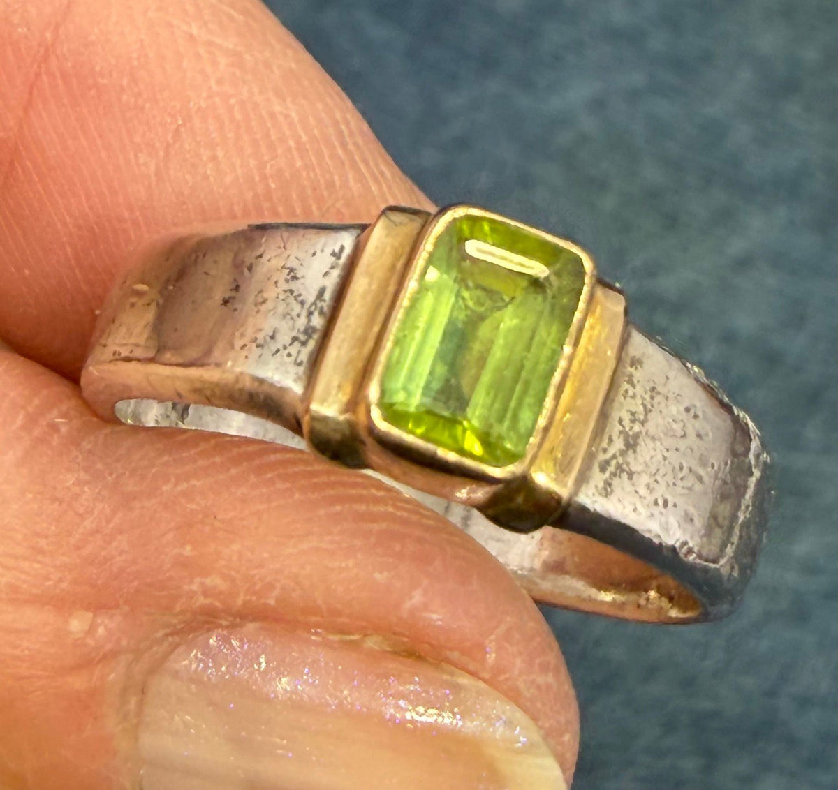 18k Gold & 925 Ring with Emerald Cut Natural Peridot *Video*