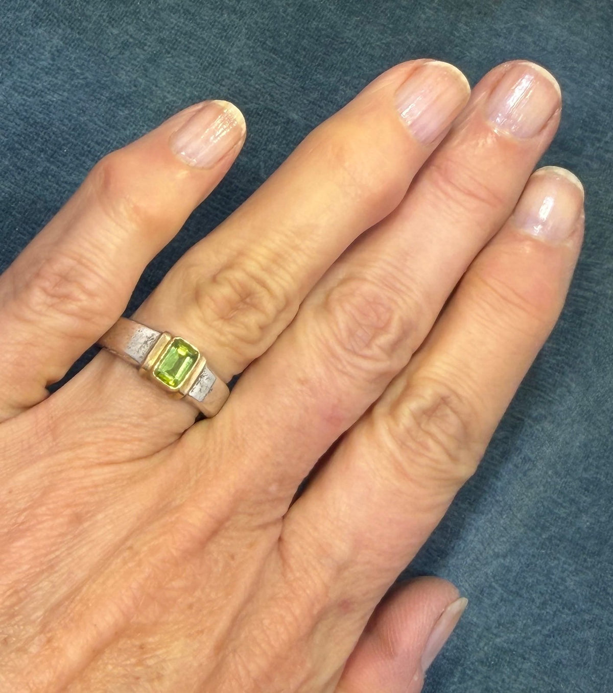 18k Gold & 925 Ring with Emerald Cut Natural Peridot *Video*