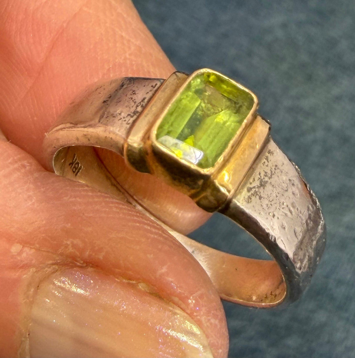 18k Gold & 925 Ring with Emerald Cut Natural Peridot *Video*