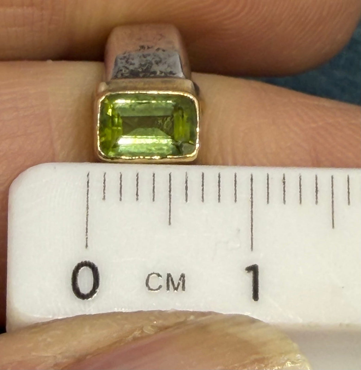 18k Gold & 925 Ring with Emerald Cut Natural Peridot *Video*