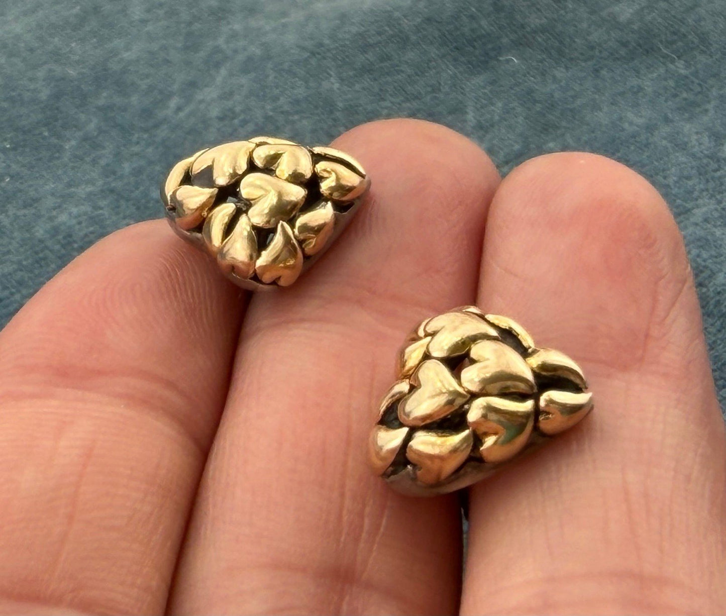 18k Gold + 925 Silver Many Hearts Earrings. Designer John Hardy