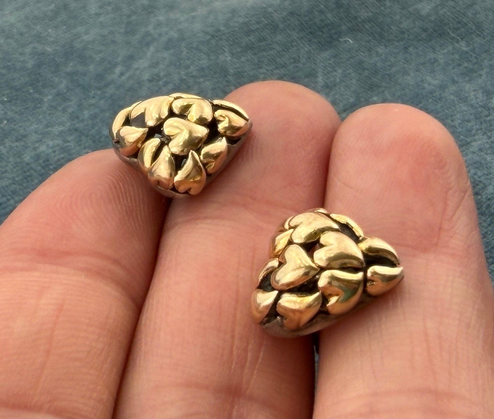 18k Gold + 925 Silver Many Hearts Earrings. Designer John Hardy