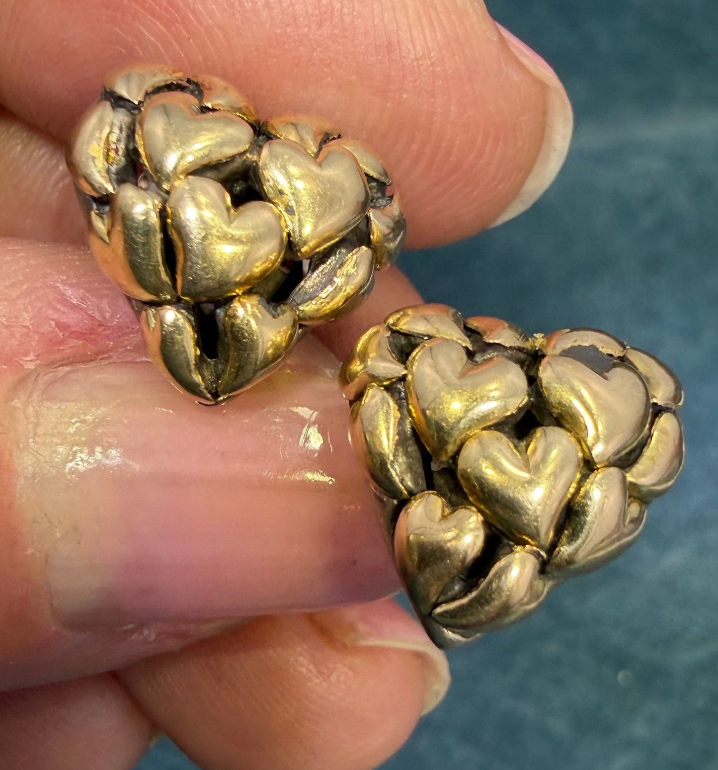 18k Gold + 925 Silver Many Hearts Earrings. Designer John Hardy