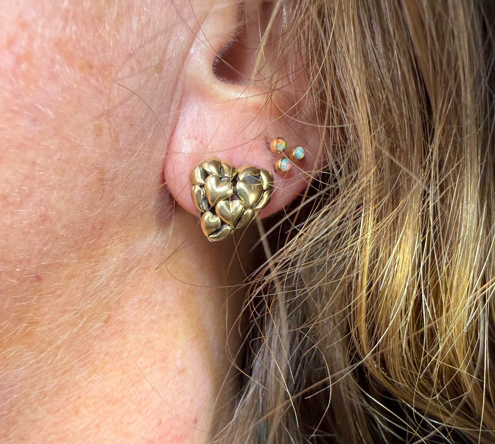 18k Gold + 925 Silver Many Hearts Earrings. Designer John Hardy