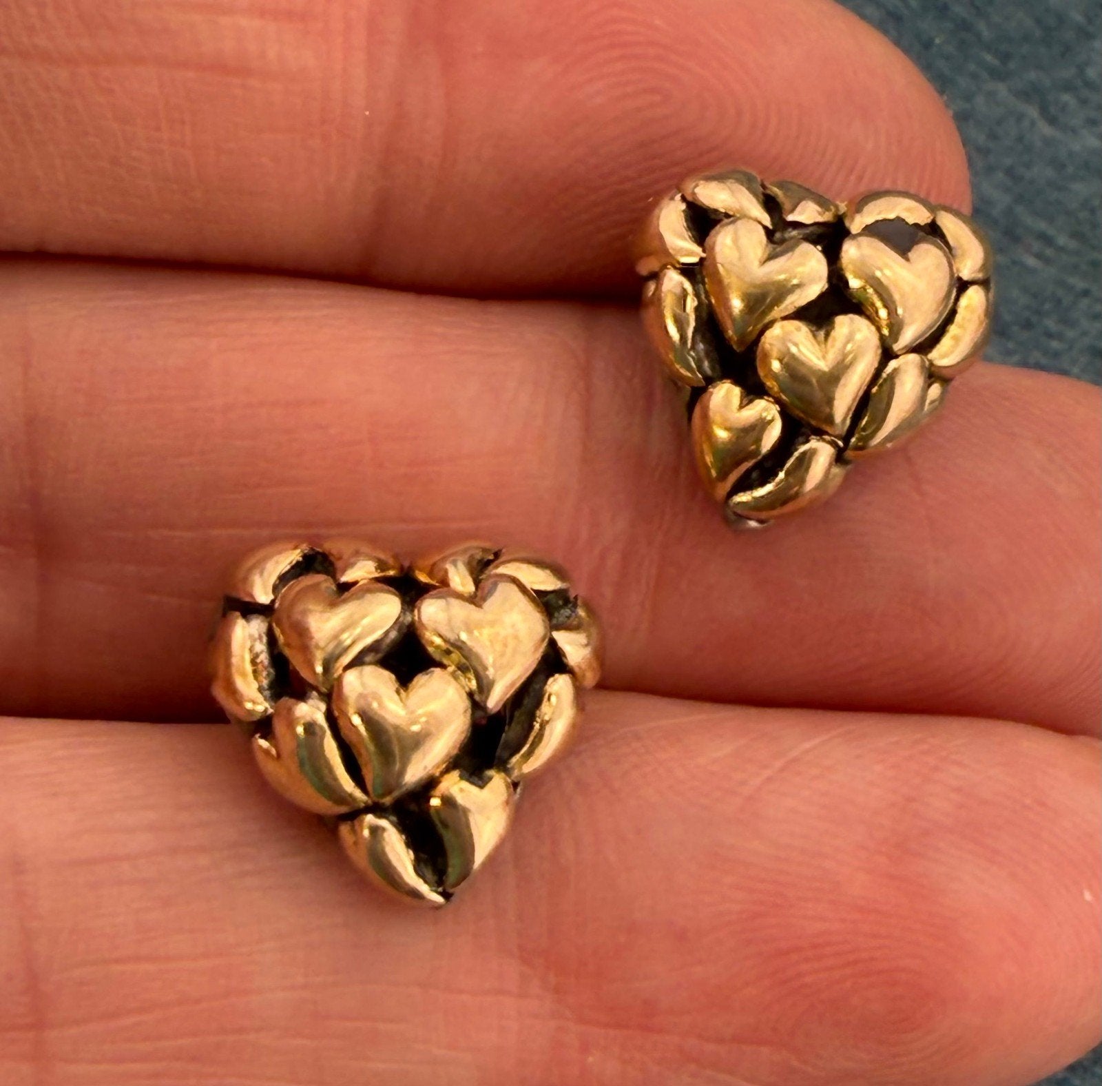 18k Gold + 925 Silver Many Hearts Earrings. Designer John Hardy