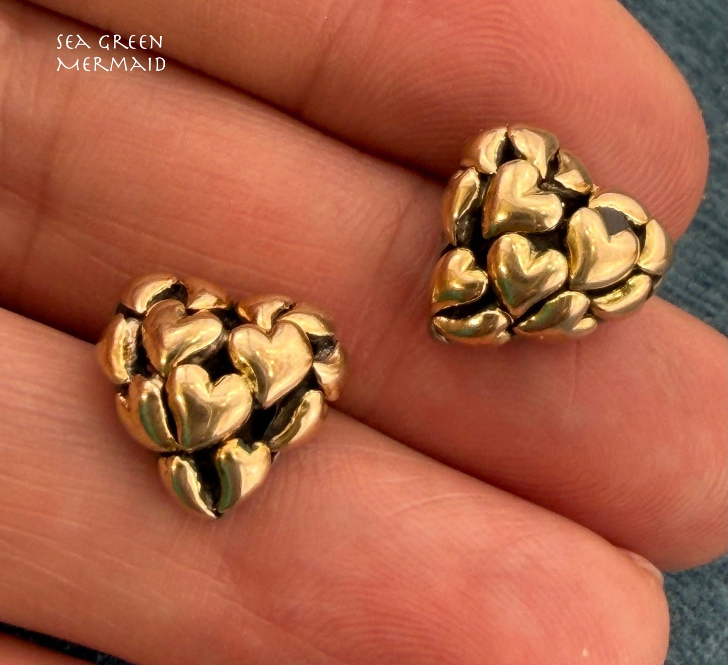 18k Gold + 925 Silver Many Hearts Earrings. Designer John Hardy