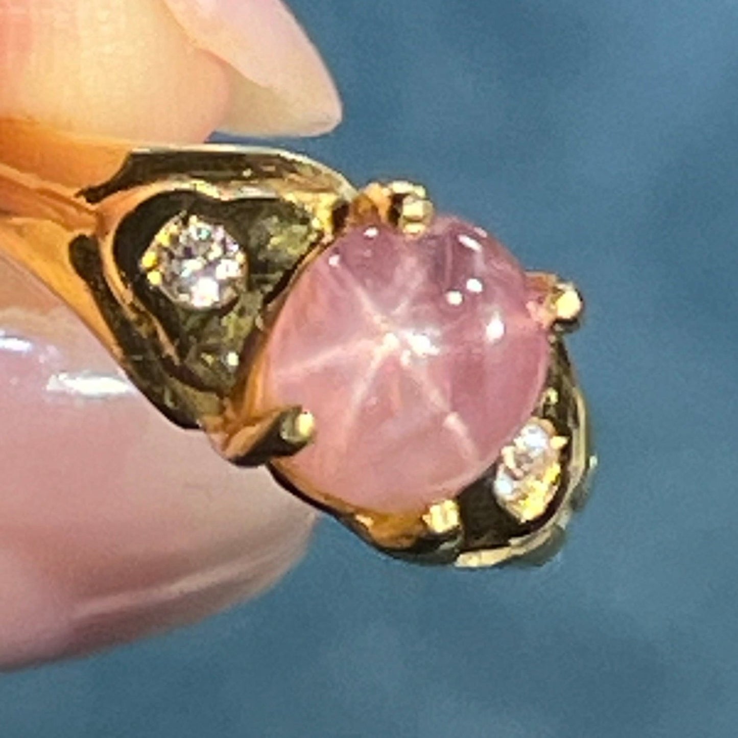 18k Gold Ballerina Pink STAR SAPPHIRE Ring w Diamonds *Video*