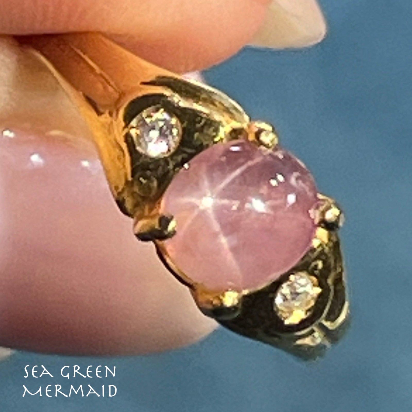 18k Gold Ballerina Pink STAR SAPPHIRE Ring w Diamonds *Video*