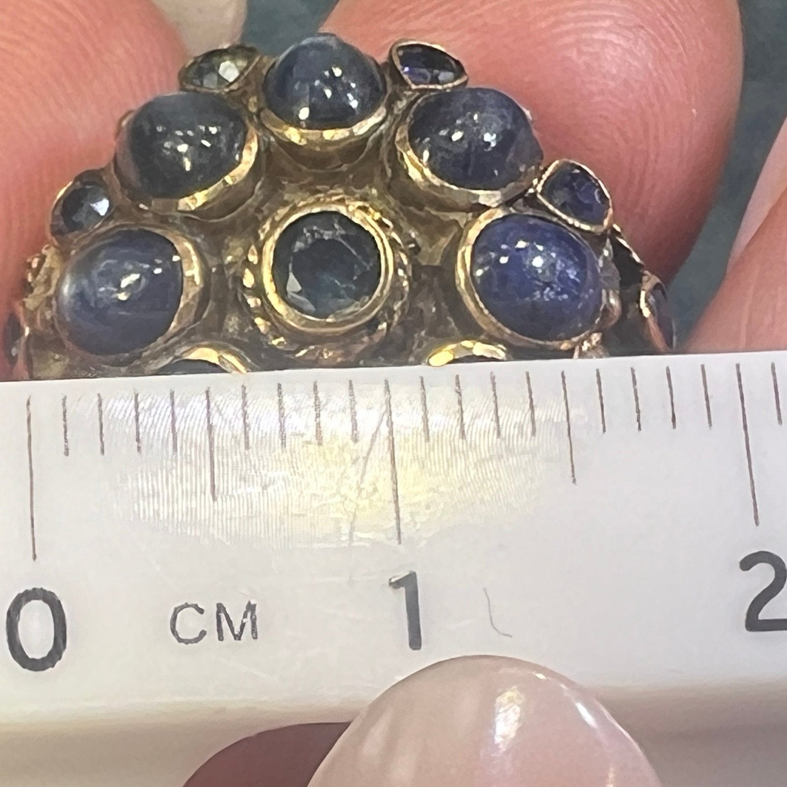 18k Gold Blue Star Sapphire Harem "Sunburst" Ring. 3/4" & 6.7g *Video*