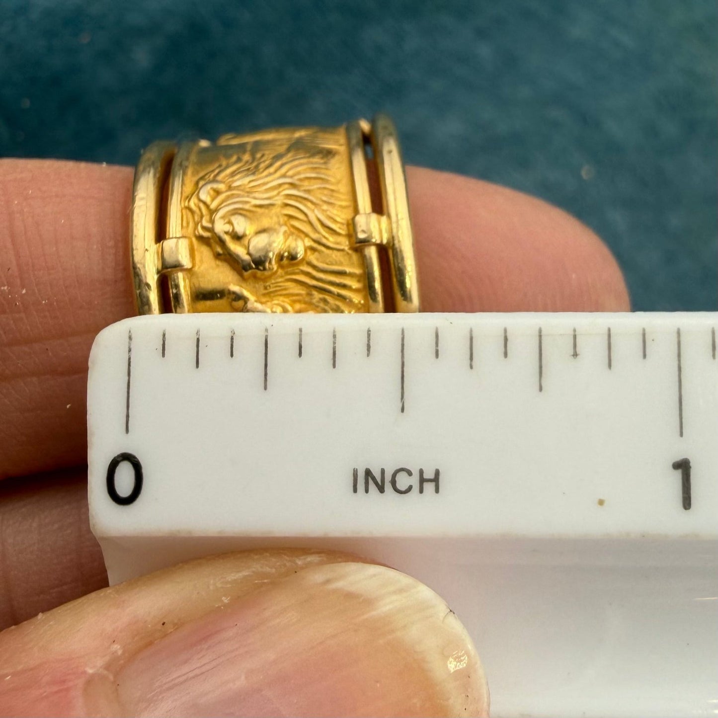 18k Gold Carrera e Carrera LIONS + Cubs Family Ring. Wide 1/2" Cigar Band *Video*