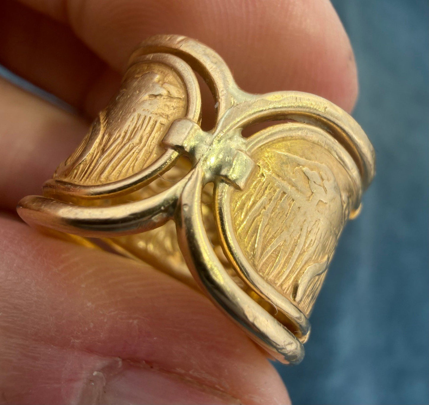 18k Gold Carrera e Carrera LIONS + Cubs Family Ring. Wide 1/2" Cigar Band *Video*