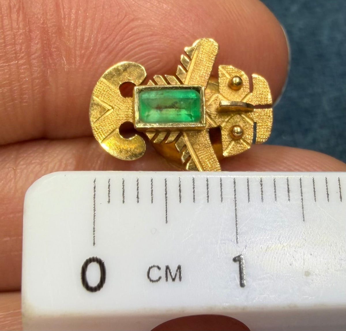 18k Gold Columbian Emerald Incan Feathered Serpent God Earrings