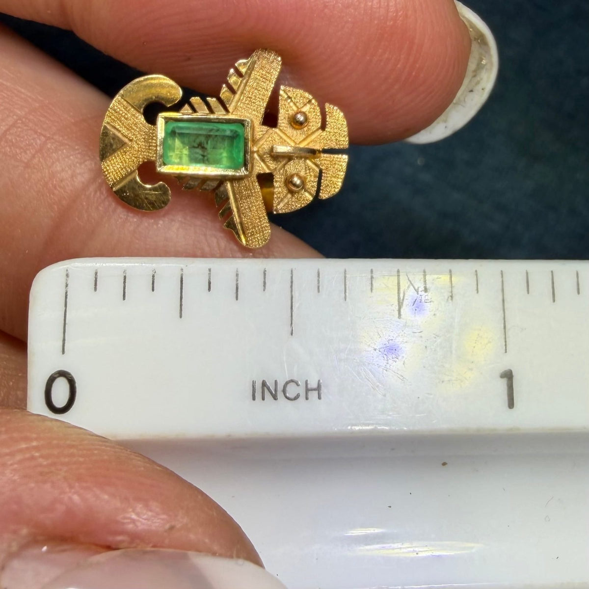 18k Gold Columbian Emerald Incan Feathered Serpent God Earrings