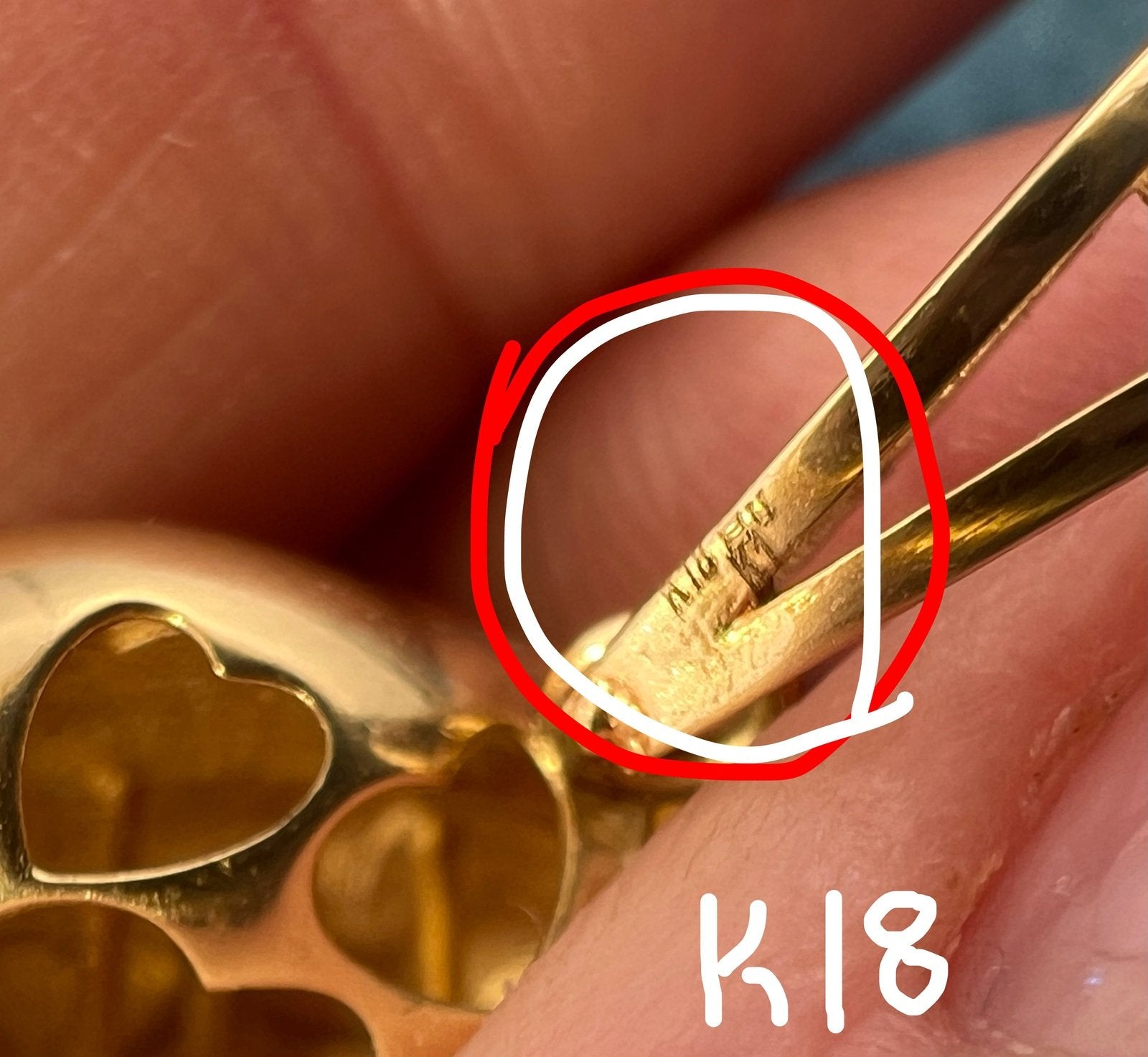 18k Gold Designer Heart Pendant. Reversible Enamel + Cut-Out Hearts